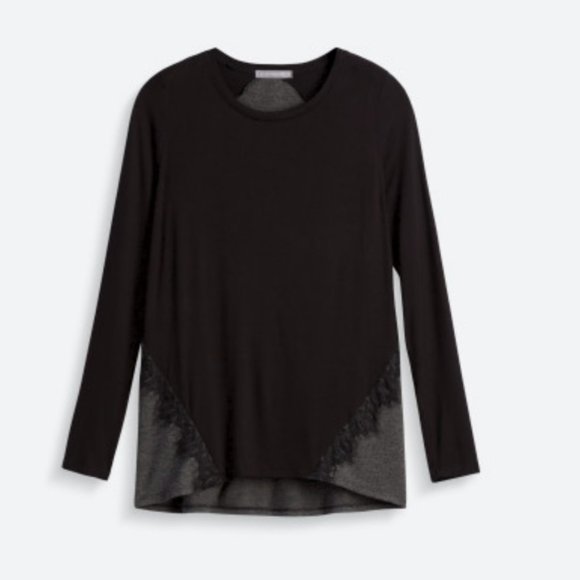 LOVEAPPELLA Paulo Lace Detail Knit Top, M, super soft, black, grey - Picture 1 of 11